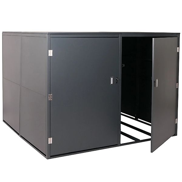 PROREGAL Fahrradgarage 4er 160x222x208cm Abschließbar Metall Anthrazit günstig online kaufen