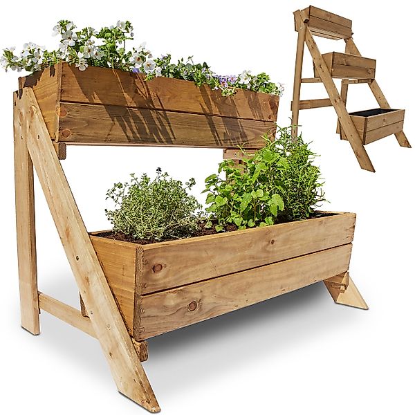 Onbest Pflanzentreppe Holz 2-stöckig 3-stöckig mit günstig online kaufen