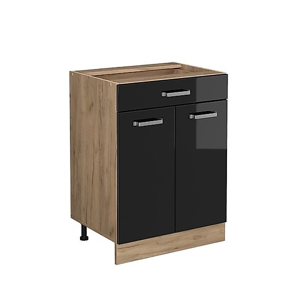 Vicco Küchenunterschrank R-Line Schwarz Hochglanz 60 cm mit Schublade ohne günstig online kaufen