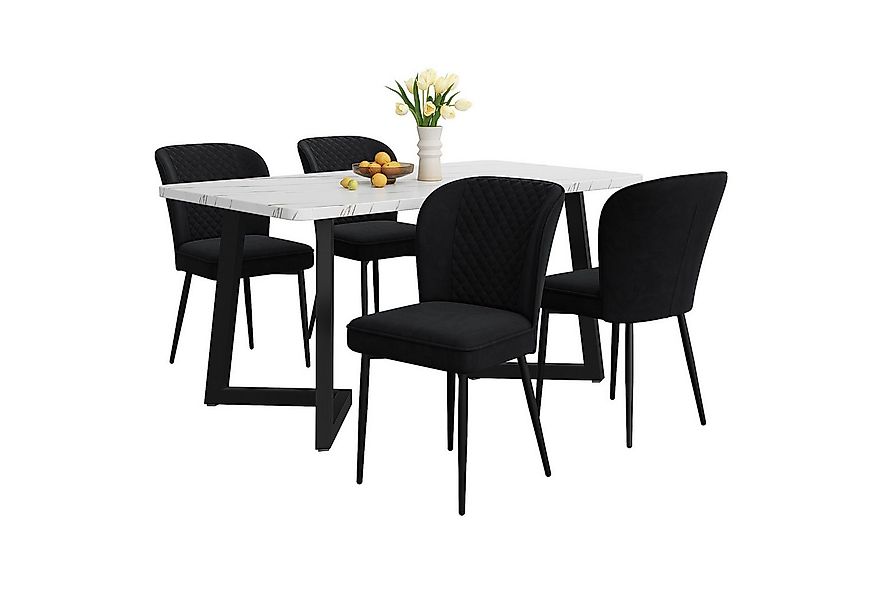 Odikalo Esszimmer-Set Küchentisch Set Esstisch+Stuhl (1+4) 4 Stuhl Samt Mar günstig online kaufen