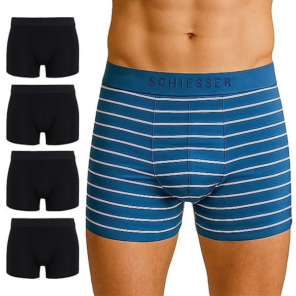 Schiesser 5-er Set Trunks Schwarz & Blau-Weiß gestreift günstig online kaufen