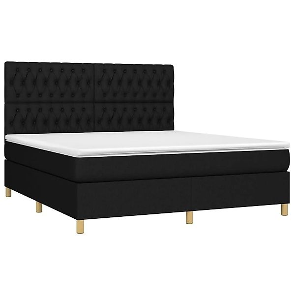 vidaXL Boxspringbett mit Matratze & LED Schwarz 180x200 cm Stoff 3135695 günstig online kaufen