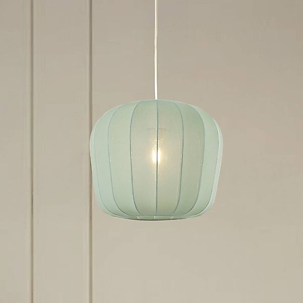 Lindby Hängeleuchte Helin, blau, Ø 35 cm, Stoff günstig online kaufen