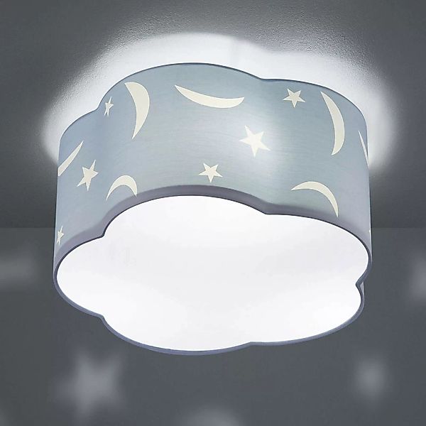 Deckenlampe Moony für Kinderzimmer pastellblau günstig online kaufen