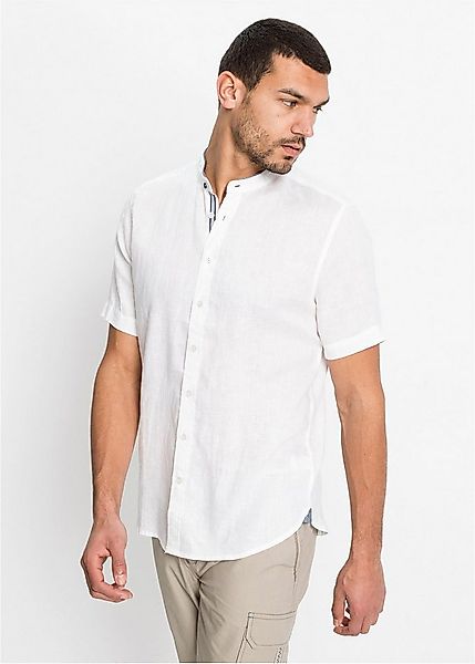 bonprix Kurzarmhemd Regular fit, aus Leinen und Baumwolle, unifarben, mit S günstig online kaufen