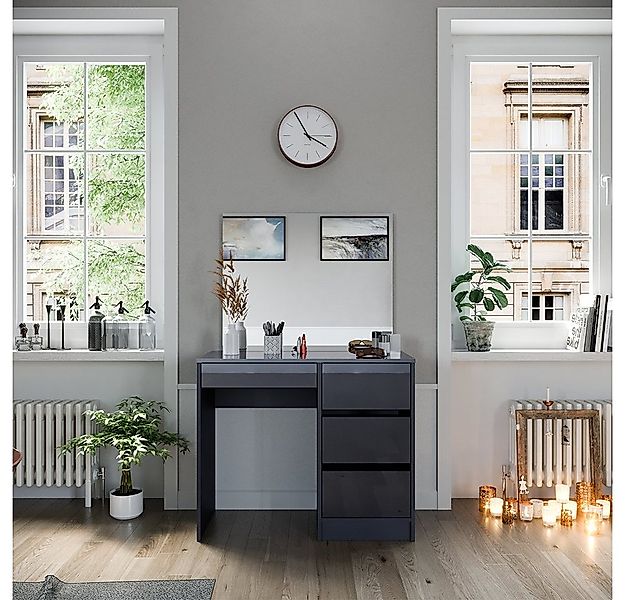 Vicco Schminktisch Sherry, Anthrazit Hochglanz, 90 cm mit Spiegel günstig online kaufen