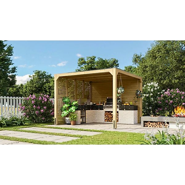 Karibu Gartenhaus Pyrmont natur Fichte B/H/T: ca. 320x320x235 cm günstig online kaufen