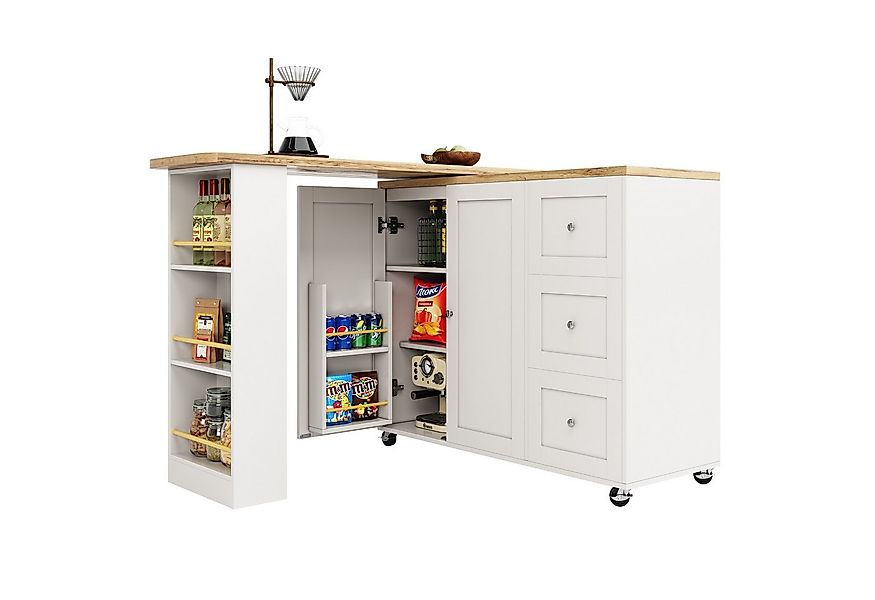 TavilaEcon Küchenwagen mit Rollen & Schubladen & Schrank & Aufbewahrungsins günstig online kaufen
