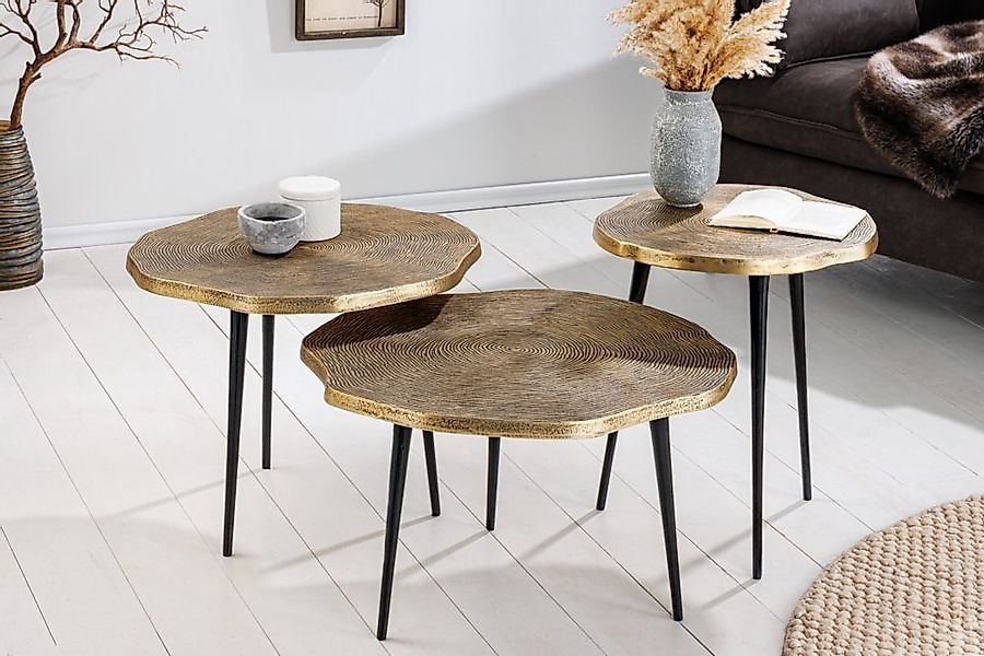 riess-ambiente Beistelltisch ORGANIC Ø60/Ø50/Ø40cm antik messing / schwarz günstig online kaufen