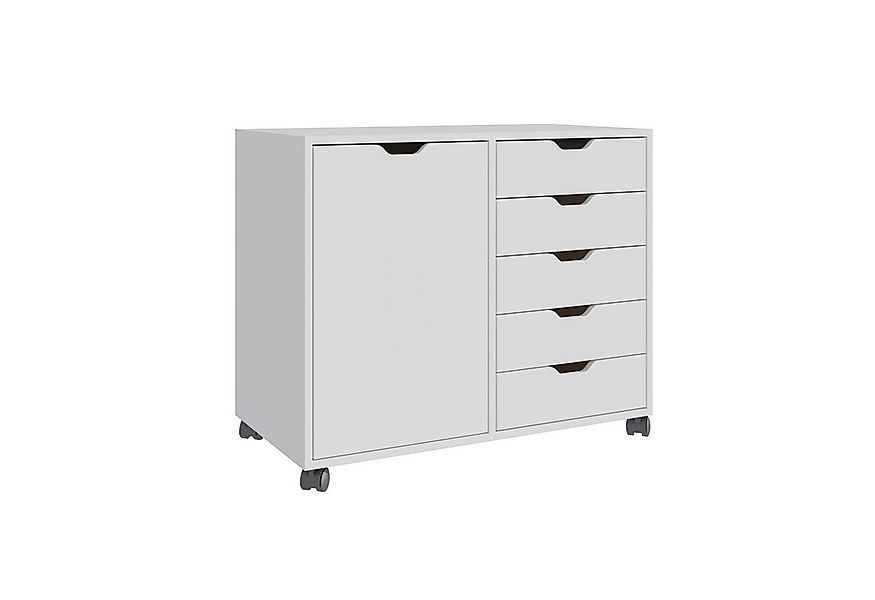 relaxdays Rollcontainer mit Schubladen & Fäch, weiß günstig online kaufen