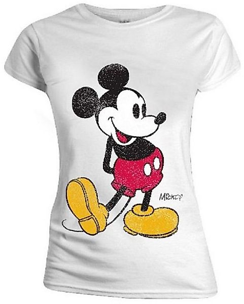 Disney Mickey Mouse Print-Shirt Mickey Damen T-Shirt weiß oder hellgrau mel günstig online kaufen