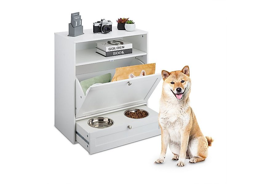 relaxdays Futterstation Futterschrank Hunde, Edelstahl günstig online kaufen
