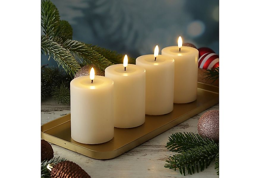 Deluxe Homeart LED-Kerze LED Kerzenset MIA Echtwachs Deluxe H: 10cm mit Bat günstig online kaufen