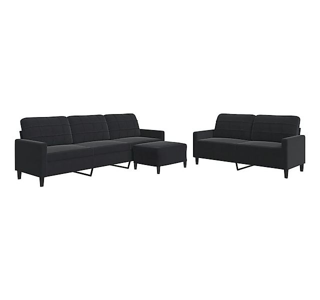 vidaXL Sofa 3-tlg. Sofagarnitur mit Kissen Schwarz Samt günstig online kaufen