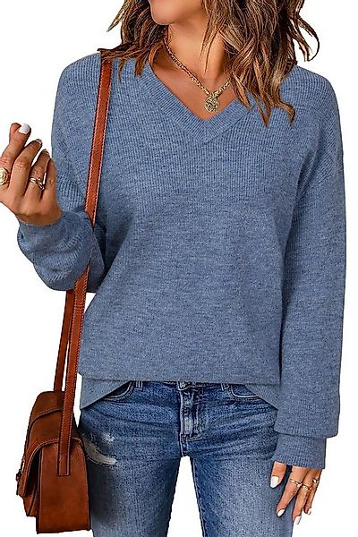 Arach&Cloz V-Ausschnitt-Pullover Damen-Pullover aus Wollmischung, Langärmli günstig online kaufen