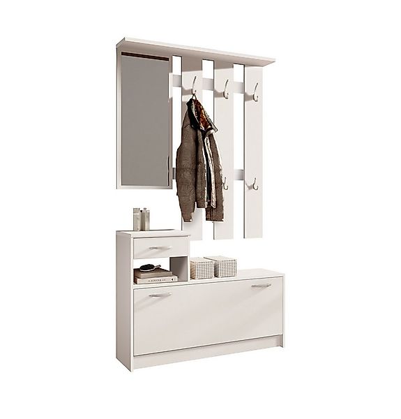 PREISBRECHER Garderoben-Set Selene, (3-St), in weiß - 100x190x25cm (BxHxT) günstig online kaufen