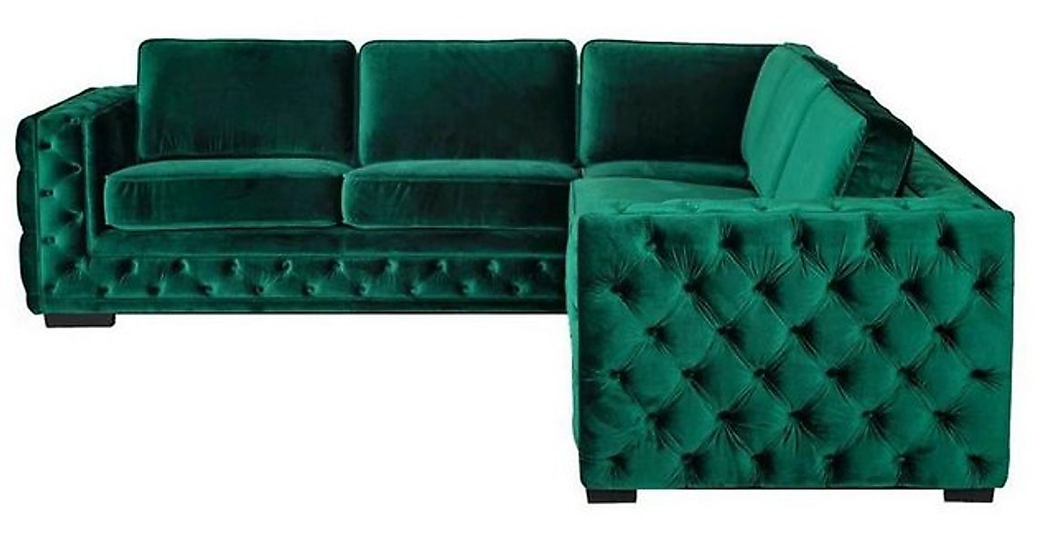 Xlmoebel Ecksofa Modernes Design-Sofa aus Samt in grüner Chesterfield-Eckga günstig online kaufen