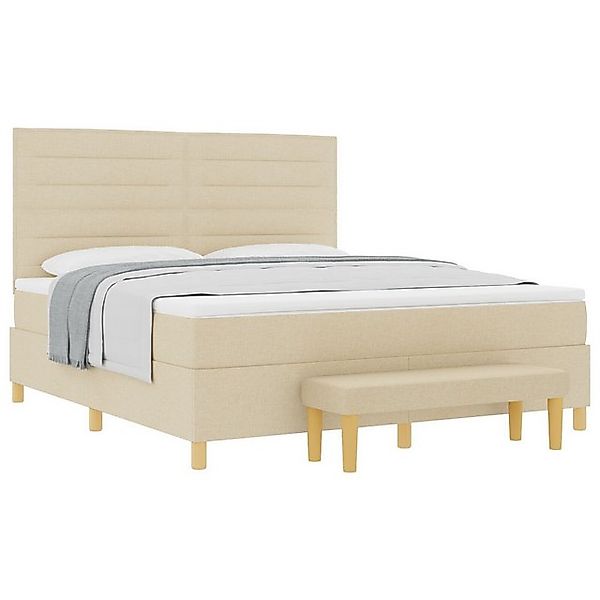 vidaXL Bett Boxspringbett mit Matratze & Bank Creme 180x200 cm Stoff (2-tlg günstig online kaufen