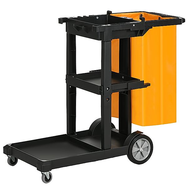 HOMCOM Professioneller Reinigungswagen mit 3 Regalen, Besenhaken und 100L B günstig online kaufen