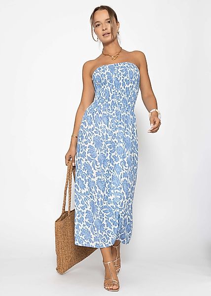 SASSYCLASSY Minikleid Gesmoktes Bandeau-Kleid mit Print günstig online kaufen
