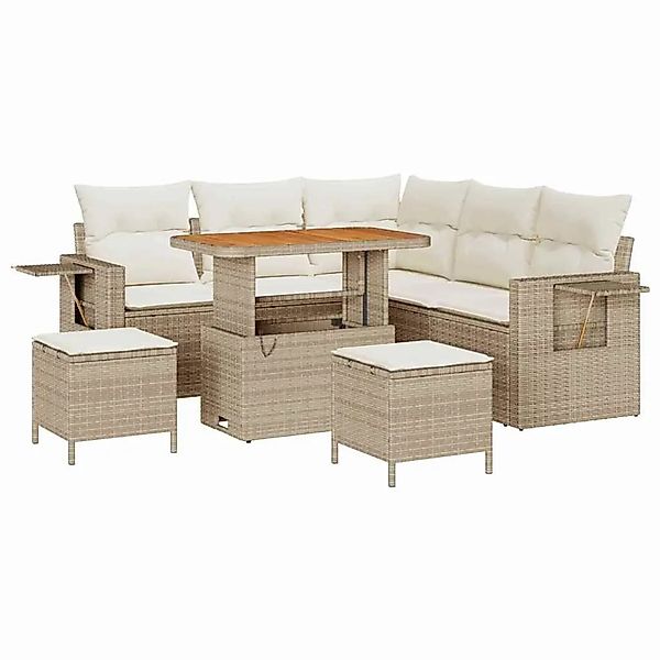 vidaXL Gartensofa-set mit Kissen 9-Tlg Beige und Creme Poly-Rattan 3363696 günstig online kaufen