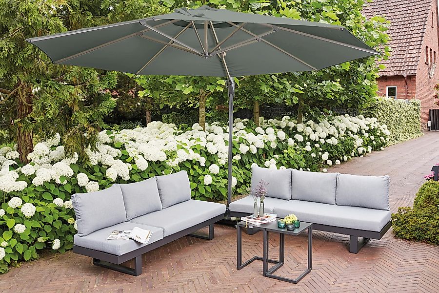 Siena Garden Ampelschirm Ø 350 cm Grün mit Dreh- & Neigungsfunktion günstig online kaufen