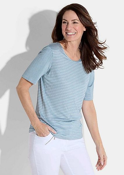 GOLDNER T-Shirt Viskoseshirt im Streifen-Look Streifenshirt mit Rundhalsaus günstig online kaufen