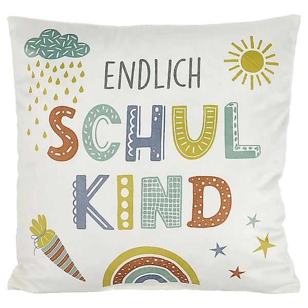 CEPEWA Dekokissen Kissen 'Endlich Schulkind' 40x40cm günstig online kaufen