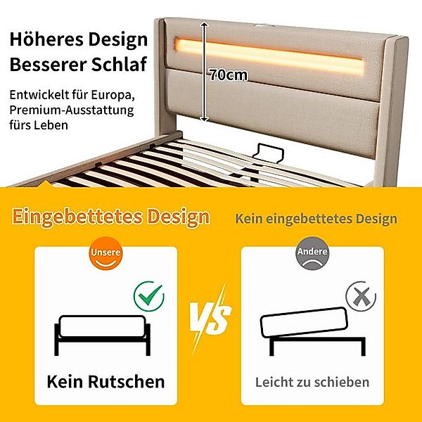 OKWISH Polsterbett Stauraumbett mit hydraulischem Stauraum (Jugendbett, Str günstig online kaufen