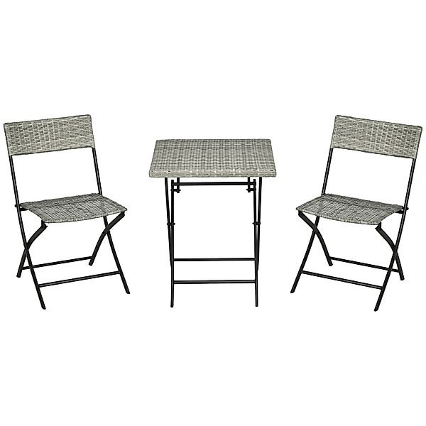 Outsunny 3tlg. Ratten Balkonmöbel-Set mit 2 Klappstühlen günstig online kaufen