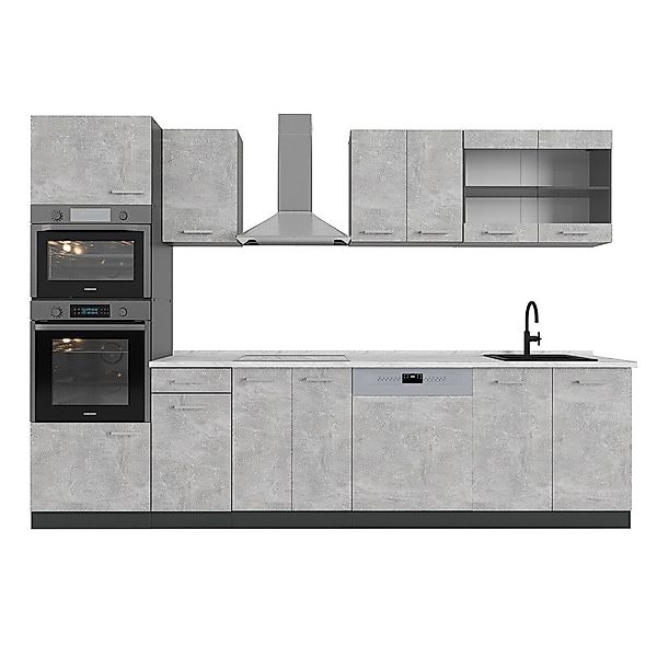 Vicco Küchenzeile R-Line, Beton/Anthrazit, 300 cm günstig online kaufen