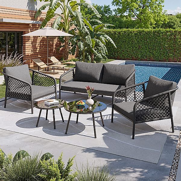 Flieks Gartenlounge-Set, Outdoor 4-Sitzer Gartenmöbel-Set mit günstig online kaufen