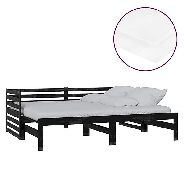 vidaXL Bett Ausziehbares Tagesbett 2x(90x200) cm Schwarz Massivholz Kiefer günstig online kaufen