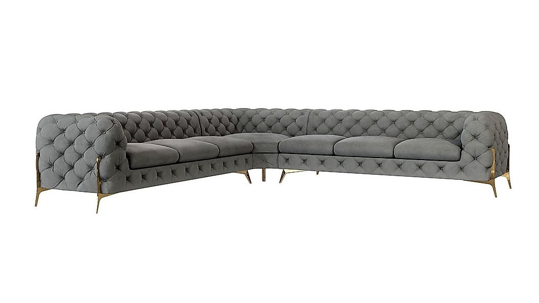 S-Style Möbel Ecksofa Ashley, Chesterfield mit Goldenen Metall Füßen, mit W günstig online kaufen