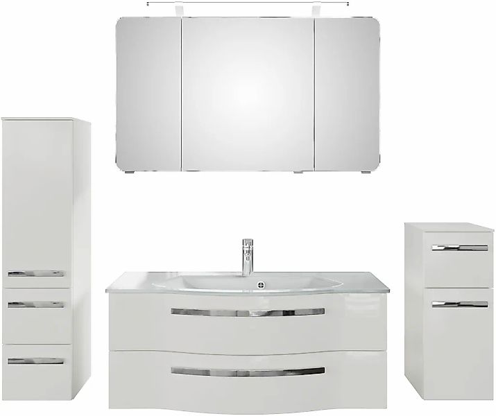 Saphir Badmöbel-Set "Serie 4005, vormontiert, Glaswaschbecken, Spiegelschra günstig online kaufen