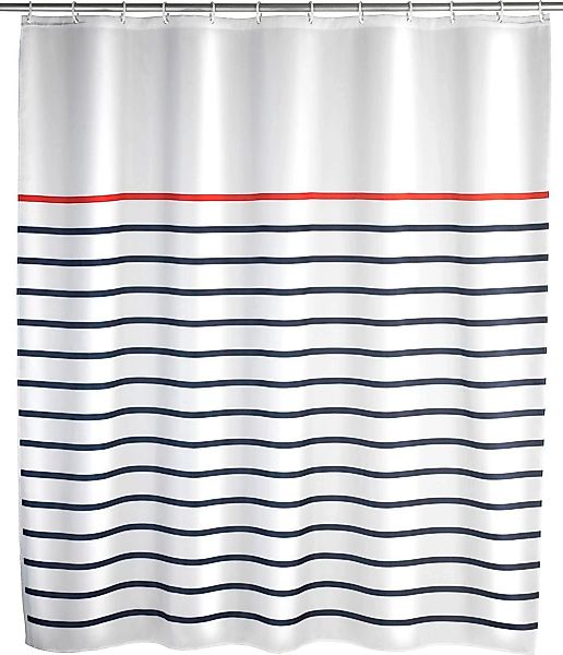 WENKO Duschvorhang Marine White, Textil (Polyester), 180 x 200 cm, waschbar günstig online kaufen