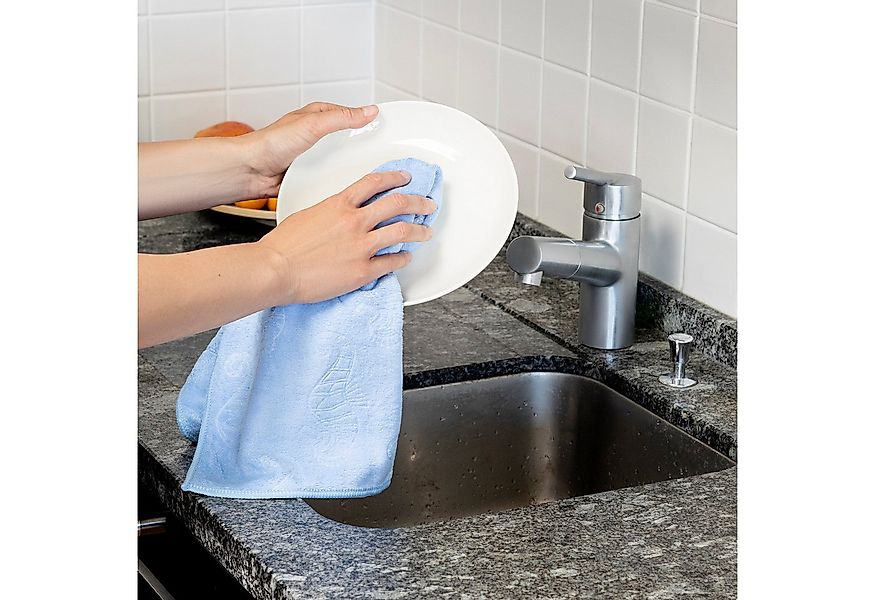 AQUA CLEAN Geschirrtuch Kristall mit Prägemotiv 6tlg. Seepferdchen Blau, (6 günstig online kaufen