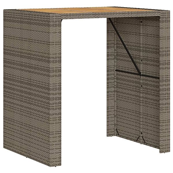vidaXL Garten-Bartisch mit Holzplatte Grau 105x80x110 cm Polyrattan 368697 günstig online kaufen
