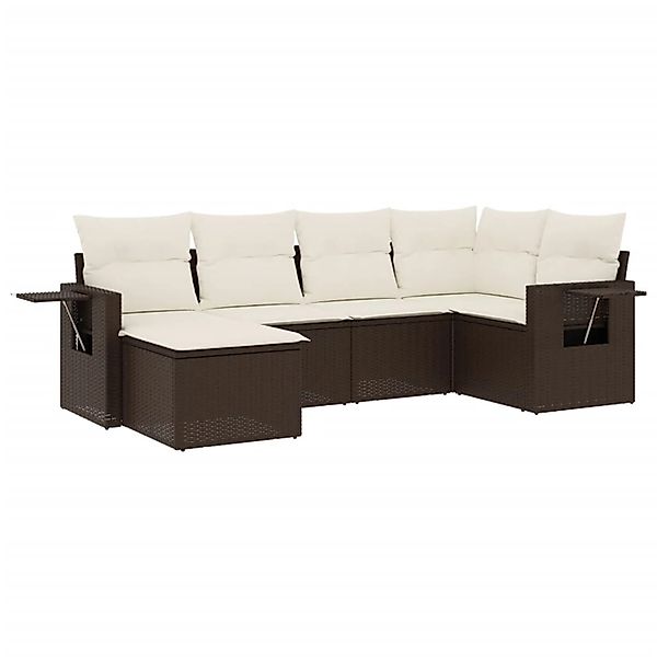 vidaXL 6-Tlg Garten-Sofagarnitur mit Kissen Braun Poly Rattan 3252800 günstig online kaufen