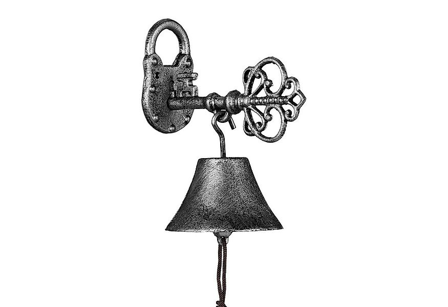 relaxdays Wanddekoobjekt Gusseisen Türglocke "Schlüssel" silber günstig online kaufen