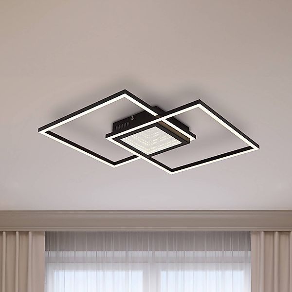 LED-Deckenlampe Saunders, Länge 43 cm, schwarz, 3D-Effekt günstig online kaufen