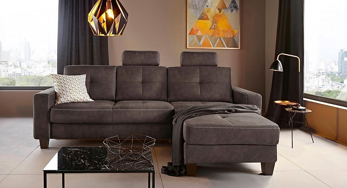 PLACES OF STYLE Ecksofa "Varese" wahlweise mit Bettfunktion und Vorziehfunk günstig online kaufen