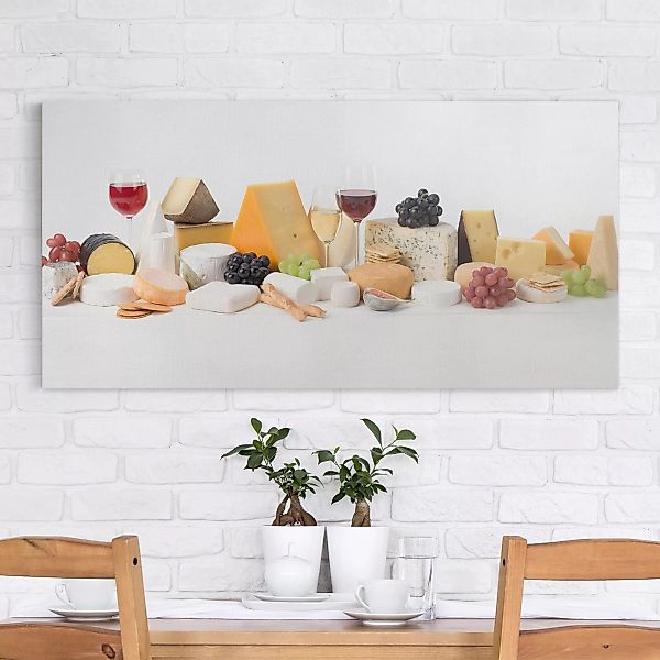 Leinwandbild Küche - Querformat Käse-Variationen günstig online kaufen