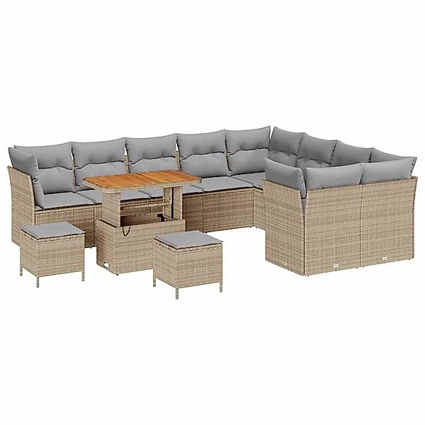 vidaXL Garten-Sofa-Set 12-Tlg Beige Poly Rattan 3361527 günstig online kaufen