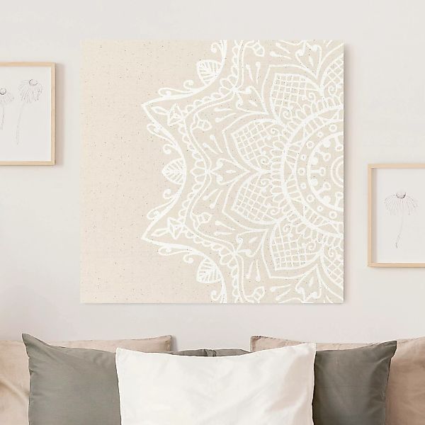 Leinwandbild auf Canvas Natural Weißes Mandala I günstig online kaufen