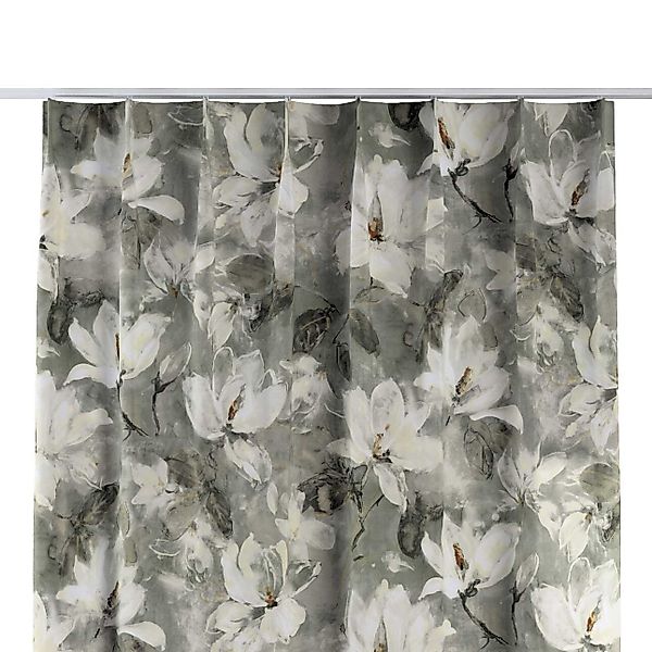 Vorhang mit flämischen 1-er Falten, grau-weiß, Velvet (184-24) günstig online kaufen