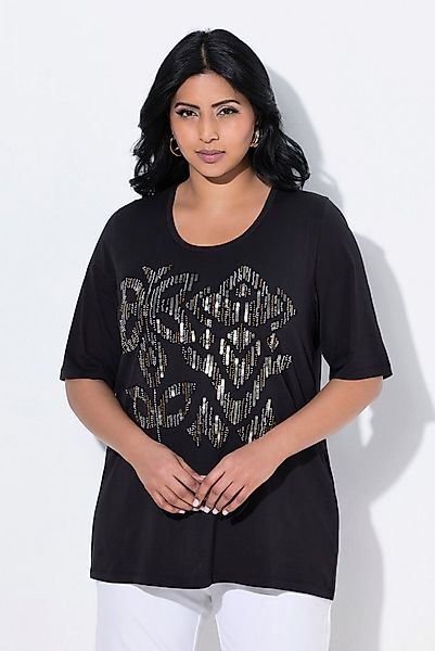 Ulla Popken T-Shirt T-Shirt Pailletten Classic Rundhals Halbarm günstig online kaufen