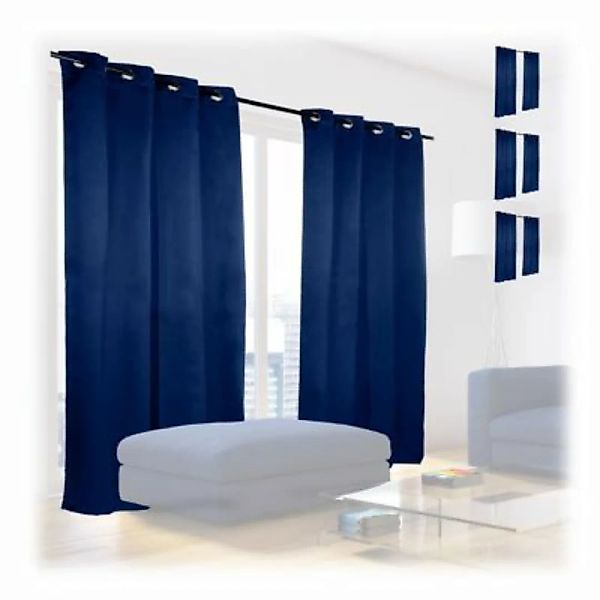 relaxdays 8 x Verdunklungsvorhang mit Ösen blau dunkelblau günstig online kaufen