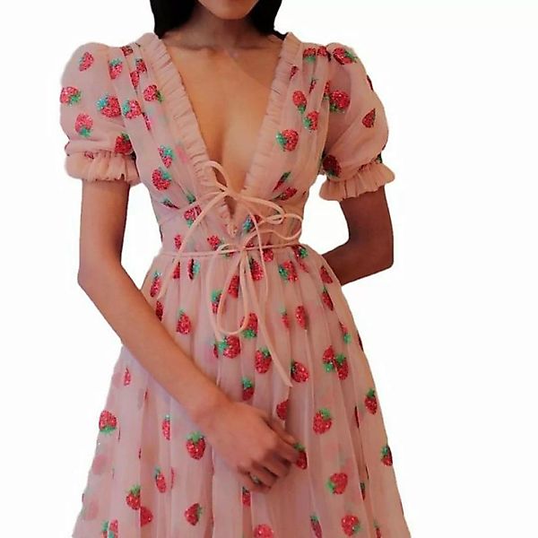 KIKI Strandkleid Slim-Fit-Kleid aus süßem Netzstoff mit Pailletten günstig online kaufen