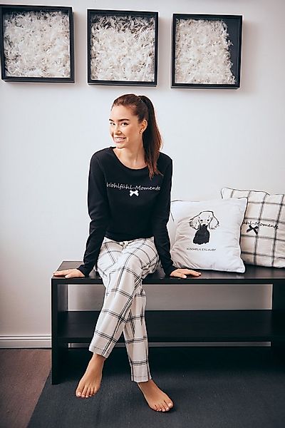 Louis & Louisa Pyjama Louis & Louisa Damen Pyjama Basic schwarz/flanell "Wo günstig online kaufen